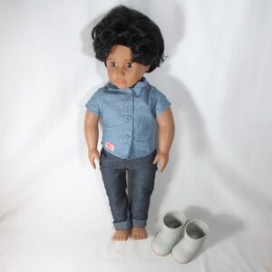 Our Generation 18" Hispanic Boy Doll Franco Black Hair Brown Eyes Denim Outfit